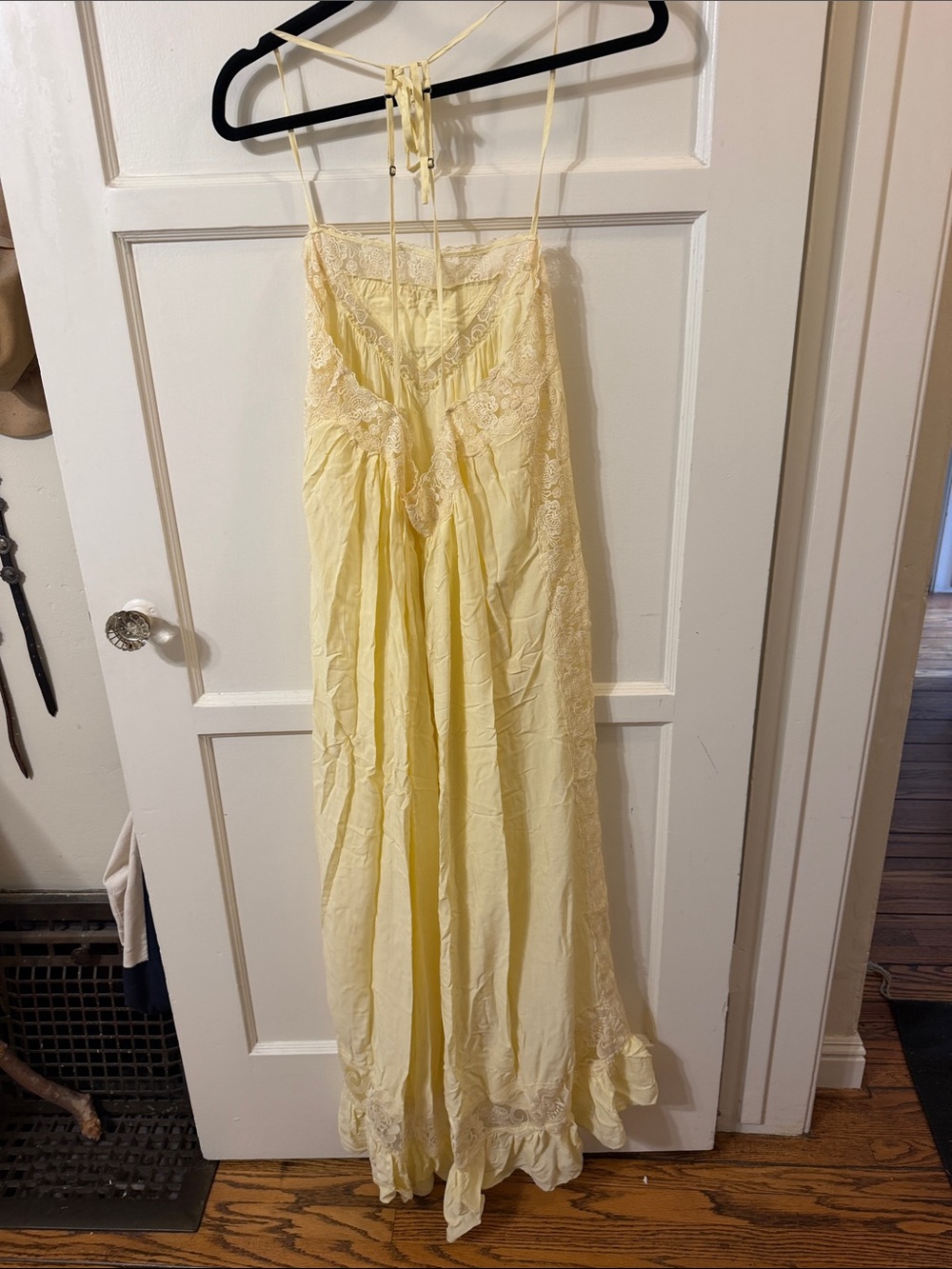 Free People Pale Yellow Lace-Trim Slip Chemise - Picture 2 of 5